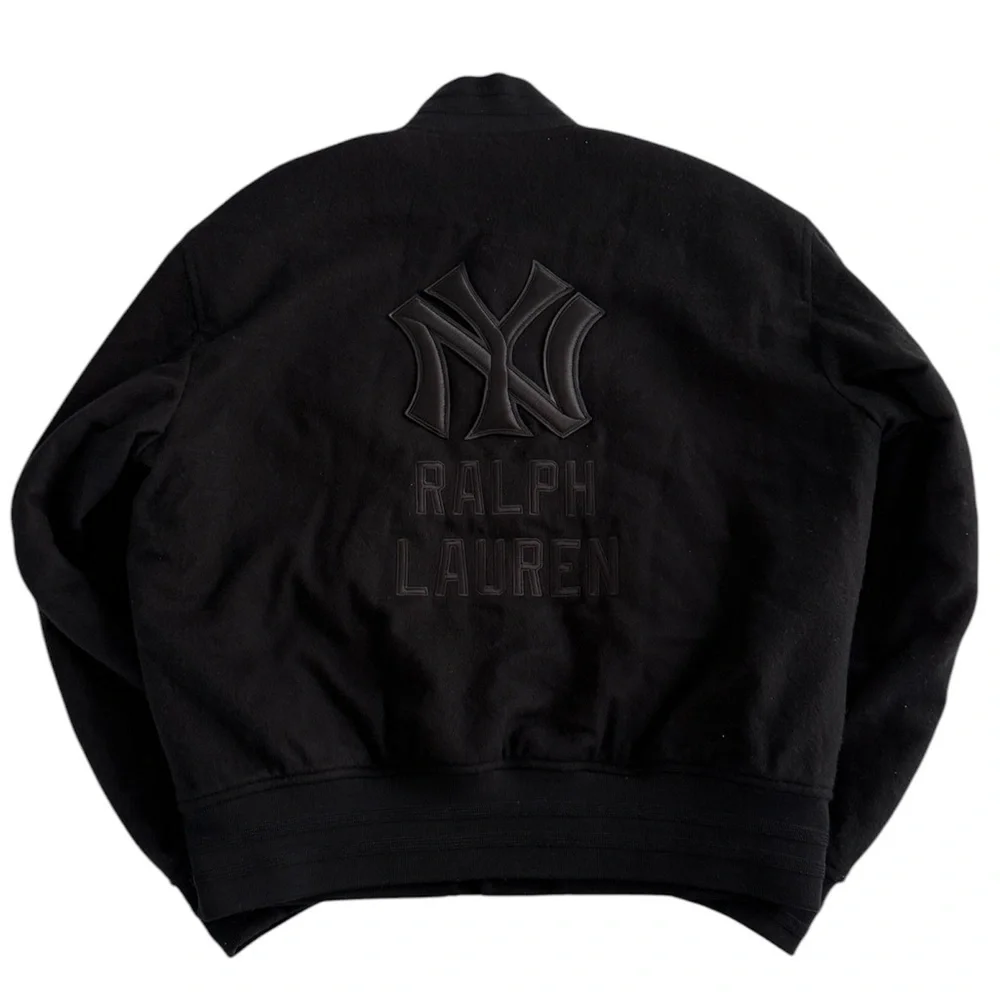 ‼️SOLD ‼️Ralph Lauren Men Yankees Cashmere Jacket Medium M Black Purple Labe - Picture 9 of 15